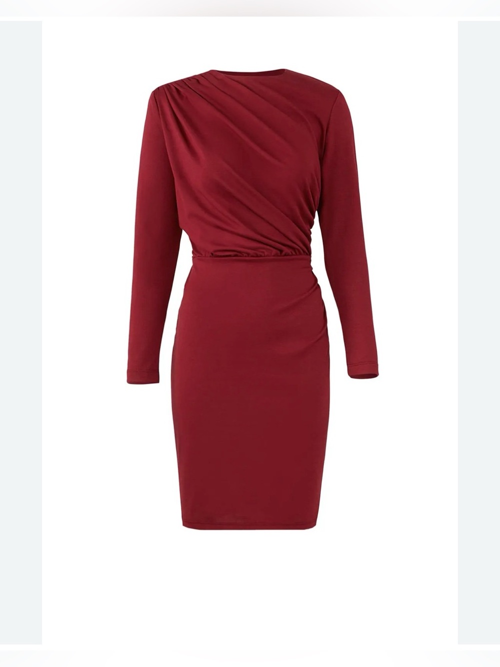 Alexia Admor Wine-Red Long Sleeve Draped Bodycon Dress
